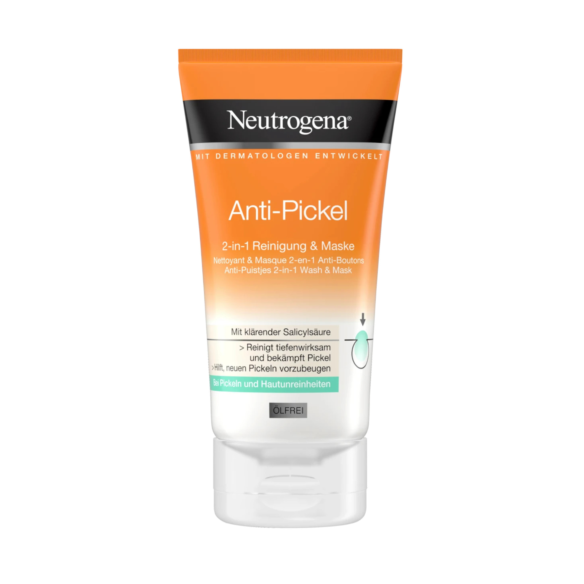 Neutrogena Masque nettoyant anti-bouton visiblement clair 2 en 1, 150 ml