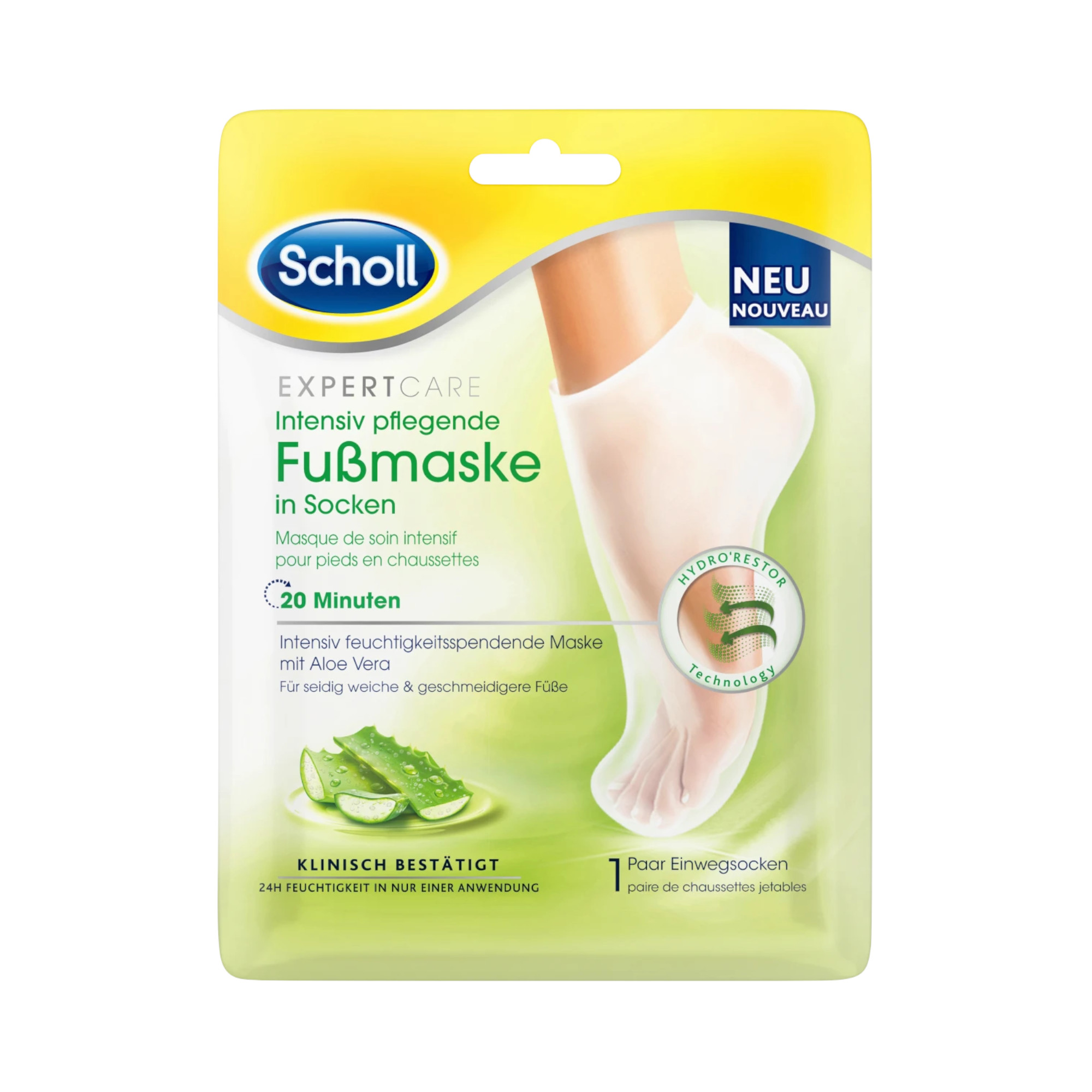 SCHOLL Chaussettes masque pour les pieds à l'Aloe Vera (1 paire), 2 pcs