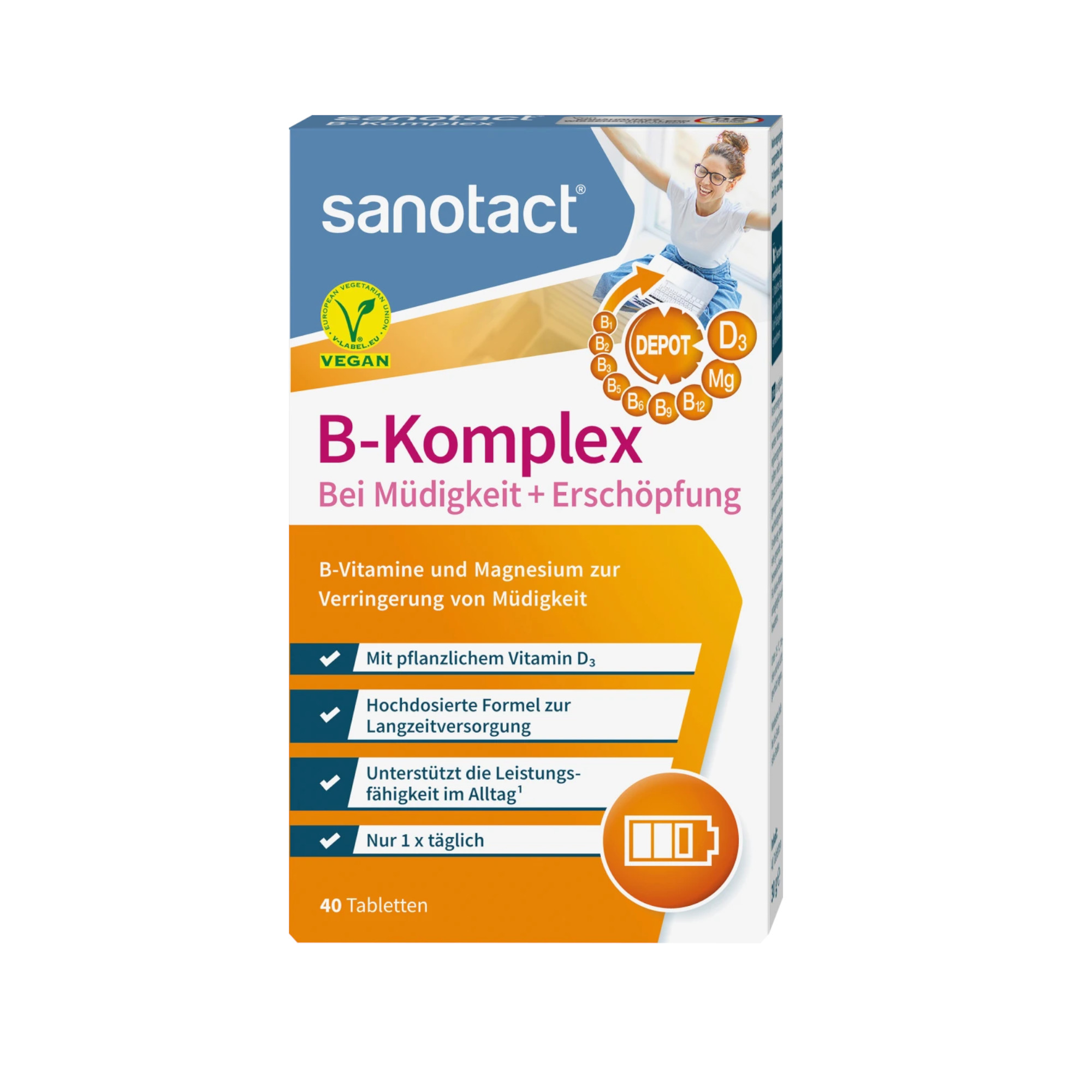 Sanotact Complexe de vitamines B contre la fatigue et l'épuisement 40 pièces