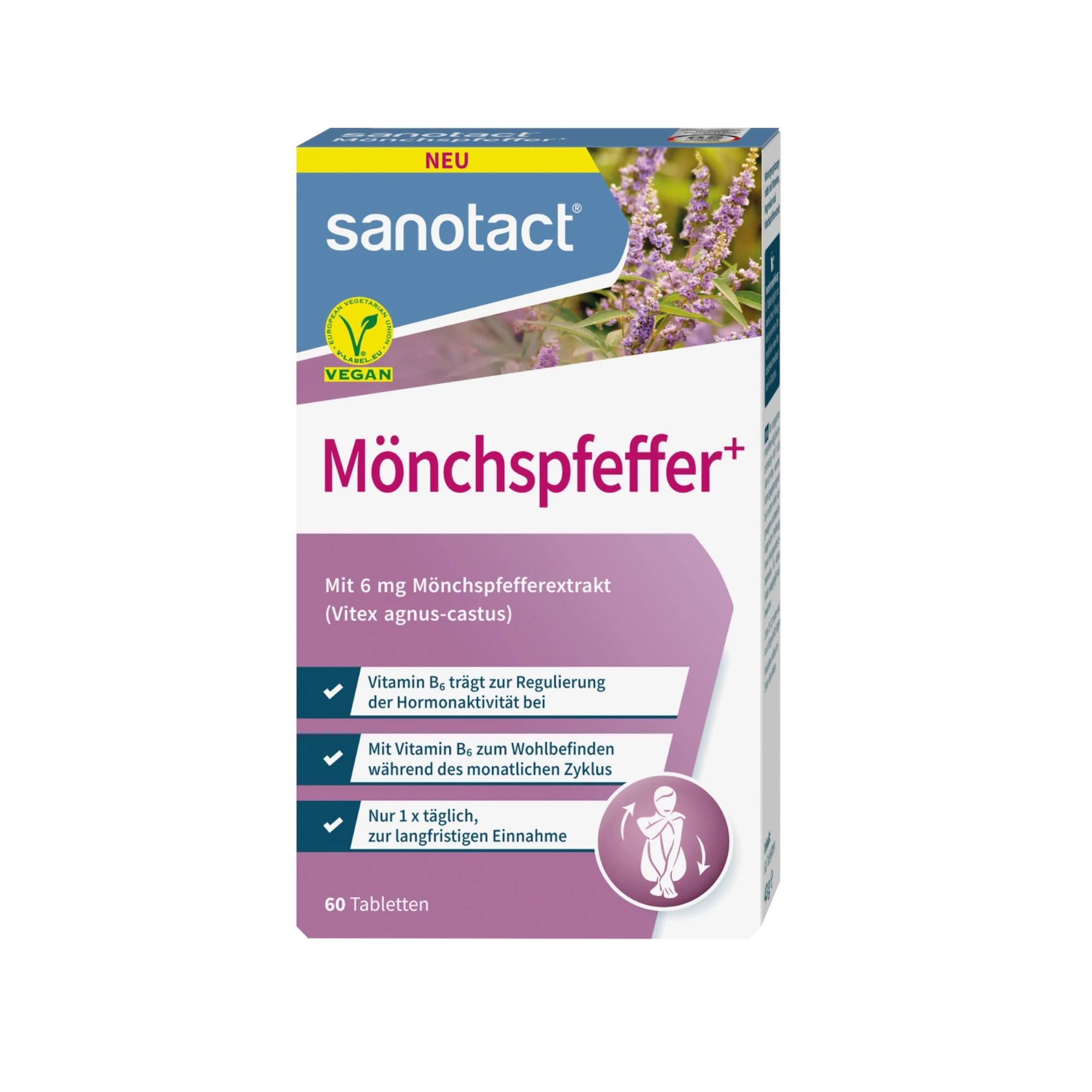 Sanotact Comprimés de poivre de moine 60 pièces, 43 g