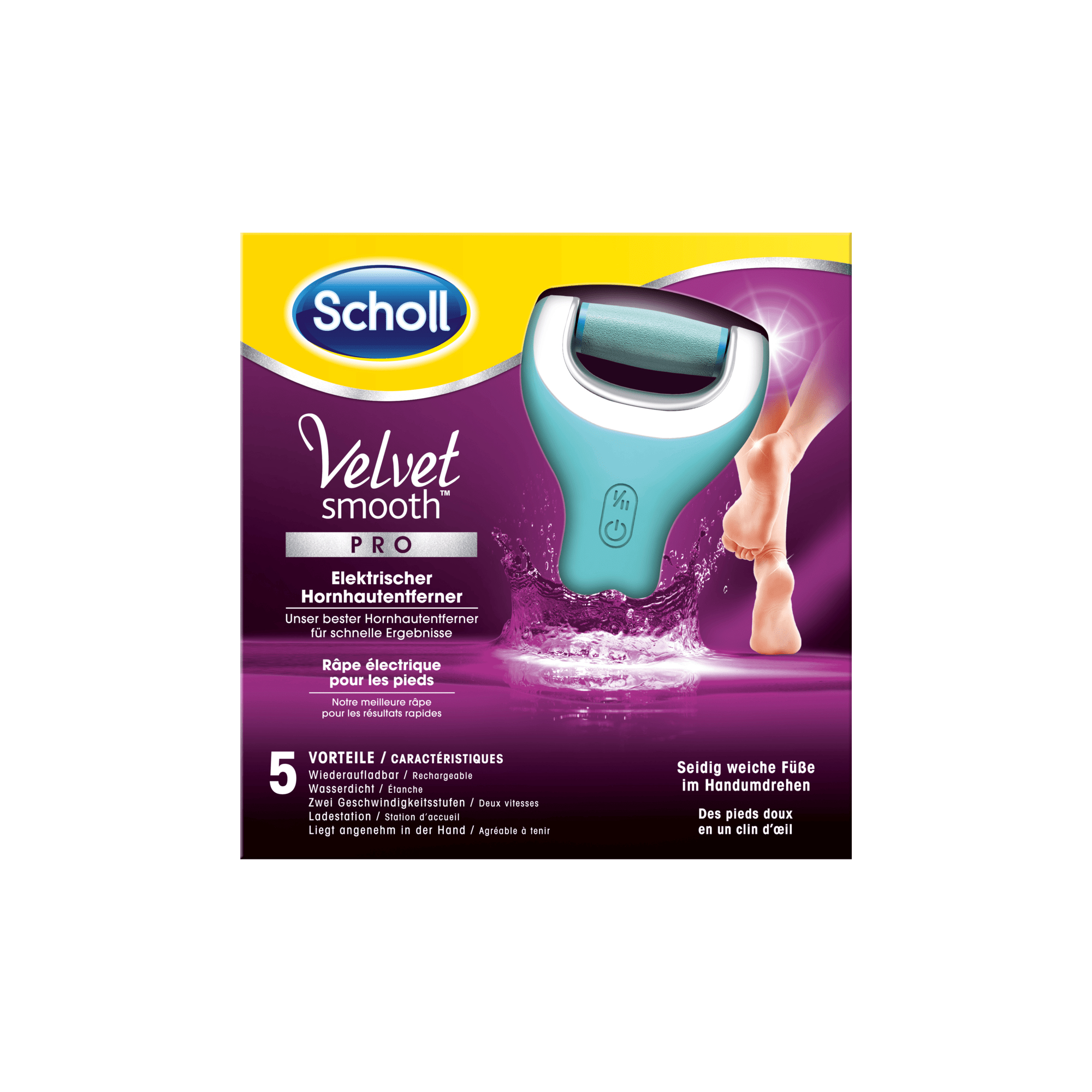 SCHOLL Wet & Dry™ PRO Râpe électrique rechargeable pour les pieds
