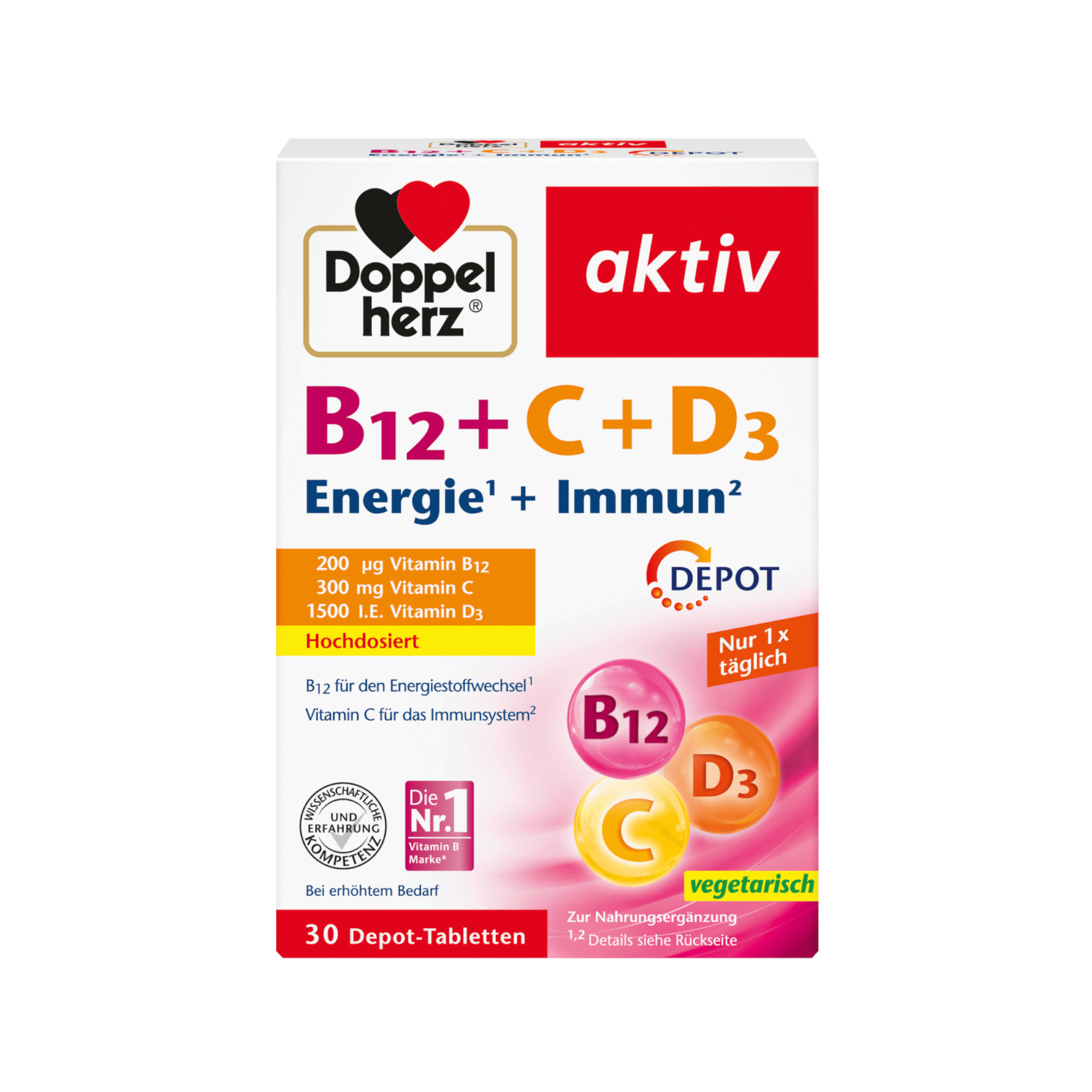 Doppelherz® B12 + C + D3 Depot aktiv, 100 pc
